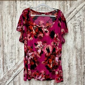 Worthington - Brush Stroke Floral Blouse